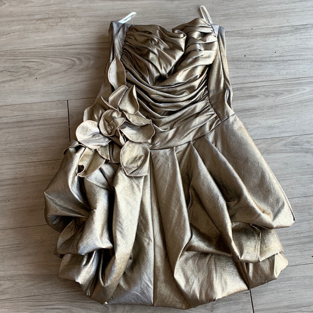 Jessica McClintock strapless cocktail dress with pockets